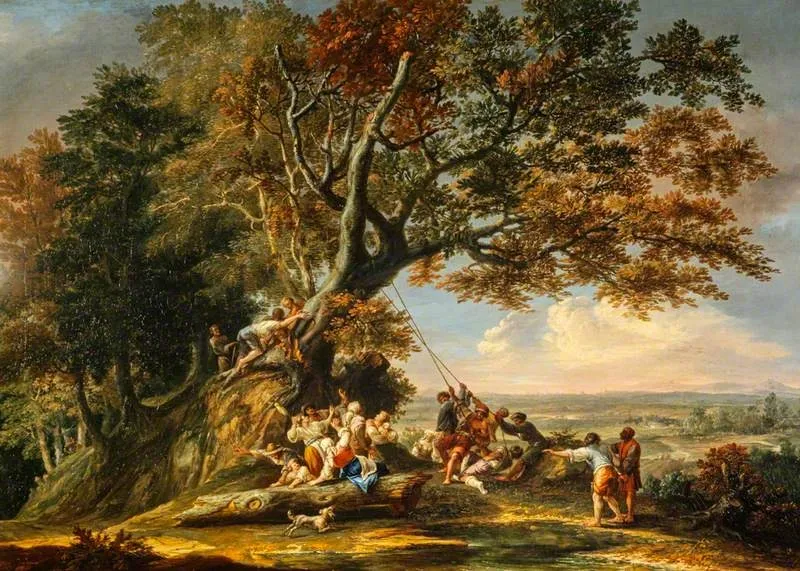 Saint Boniface Felling the Sacred Oak, by Christian Wilhelm Ernst Dietrich, oil, 1753