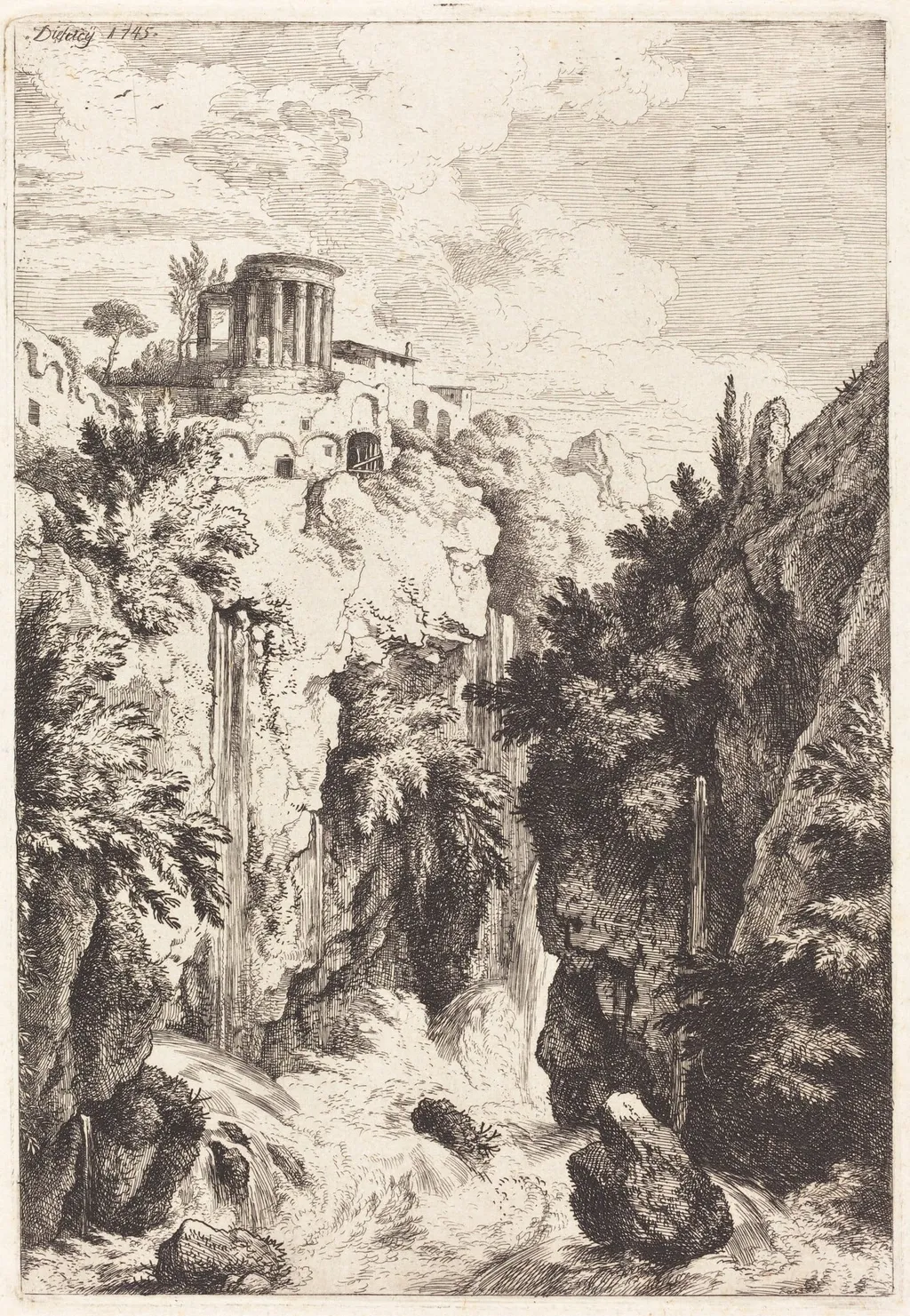 Temple of the Sibyl, Tivoli, by Christian Wilhelm Ernst Dietrich, ink, 1745