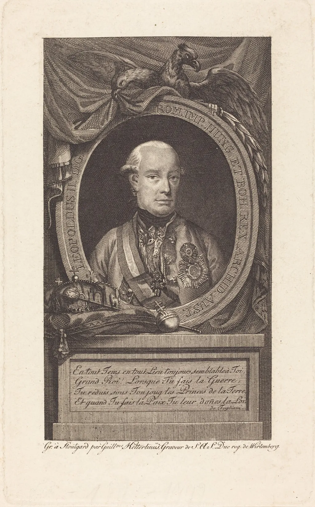 Leopold II, Holy Roman Emperor, by Christian Wilhelm Ketterlinus, ink, 1784