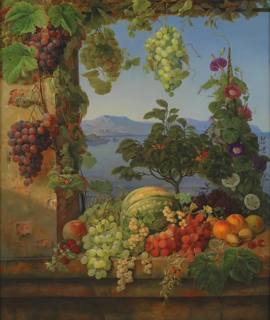 Frugter i et italiensk landskab, by Christine Løvmand