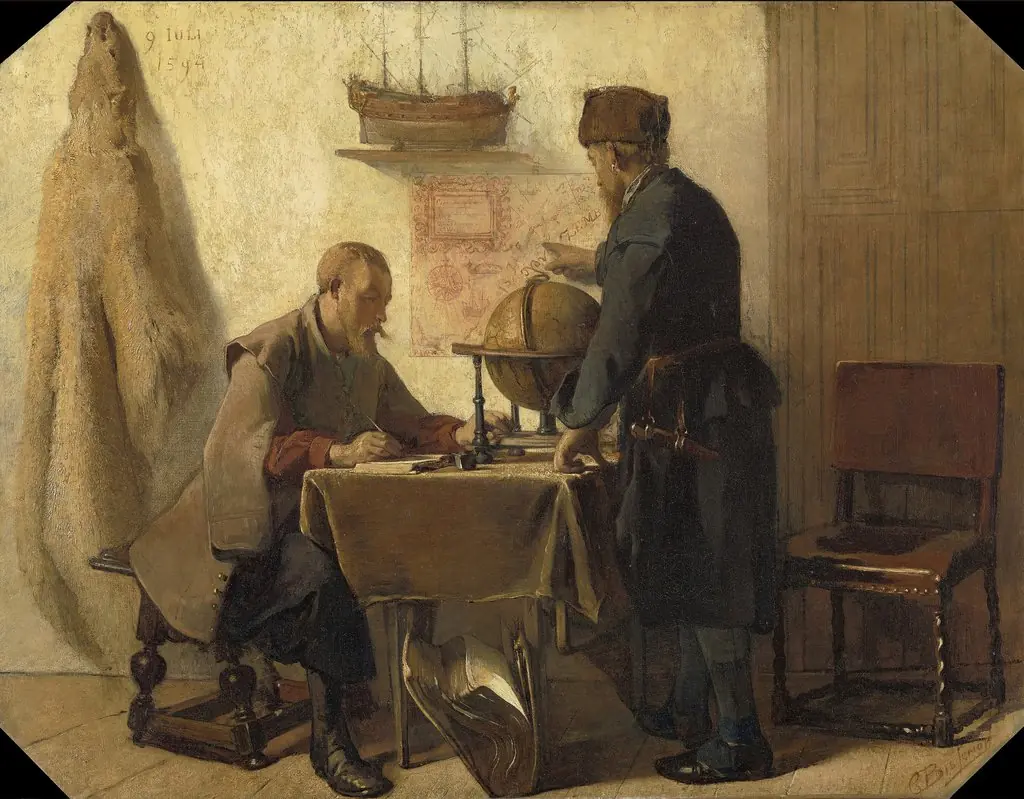 Heemskerck and Barents Planning their Second Expedition to the Far North, by Christoffel Bisschop