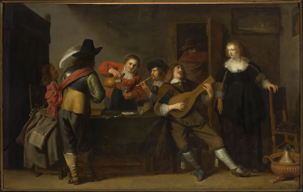 Genre scene – in a tavern, by Christoffel Jacobsz van der Laemen, oil, 1639