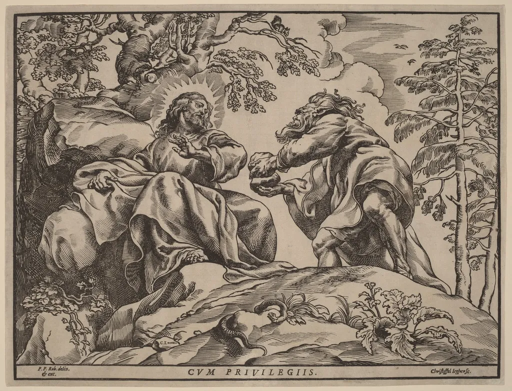 The Temptation of Christ by the Devil, by Christoffel Jegher, ink, 1633