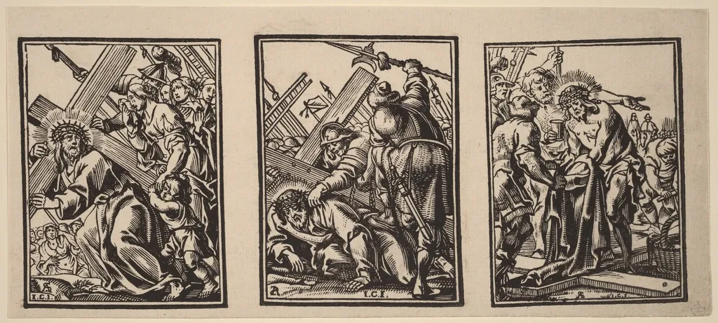 Three Scenes on the Road to Calvary, by Christoffel Jegher, ink, 1649
