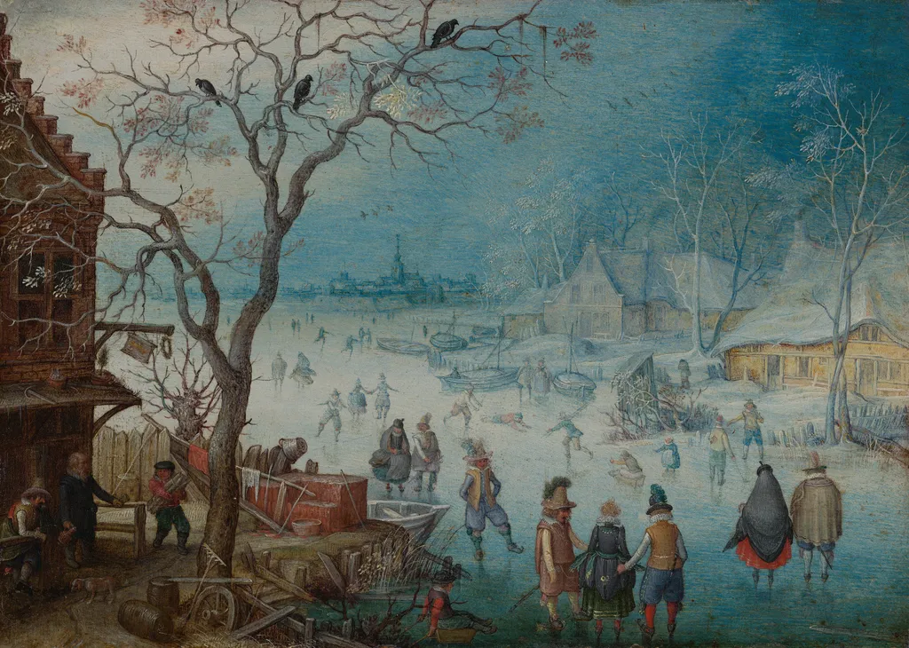 Winter Landscape, by Christoffel van den Berghe, oil, 1610