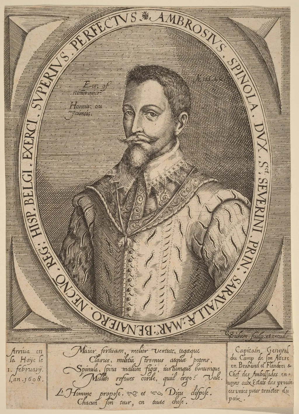 Ambrosius Spinola, by Christoffel van Sichem I, ink, 1585
