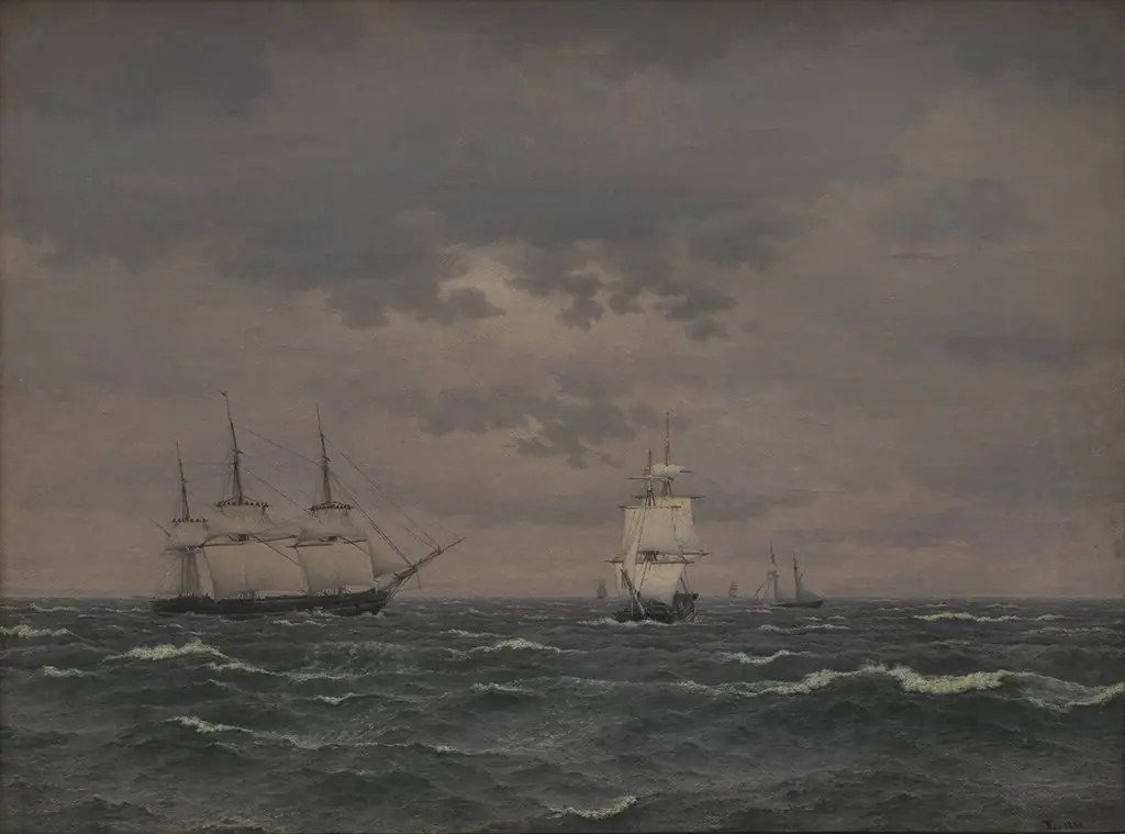 A Corvette Reefing Sails in a Freshening Wind and some other Ships