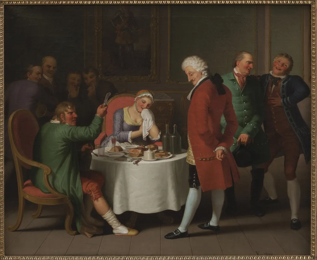 Motiv fra Ludvig Holbergs "Jeppe på Bjerget", III akt, 3. scene, by Christoffer Wilhelm Eckersberg, oil, 1810