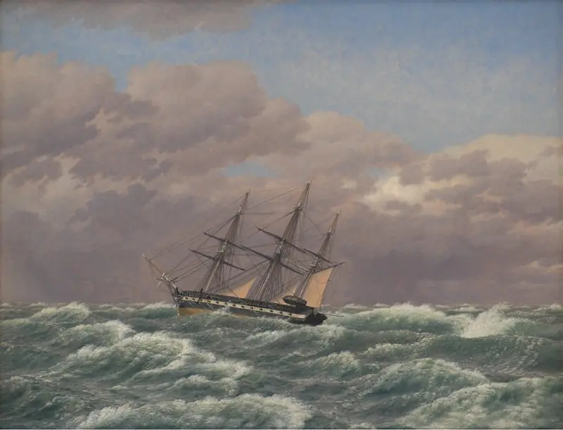 The Corvette "Galathea" in a Storm in the North Sea, by Christoffer Wilhelm Eckersberg