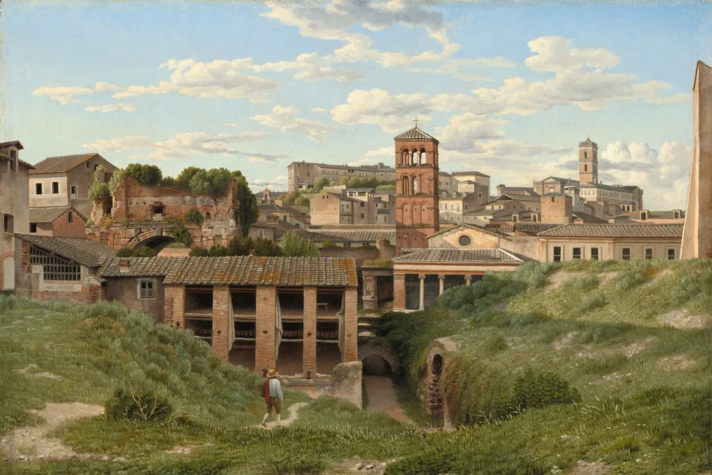 View of the Cloaca Maxima, Rome, by Christoffer Wilhelm Eckersberg, oil, 1814