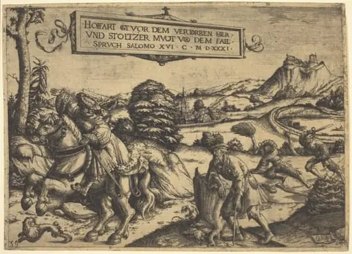 Allegory of "Pride Goeth Before Destruction...": A Gentleman and a Lady on Horseback, by Christoph Bockstorfer