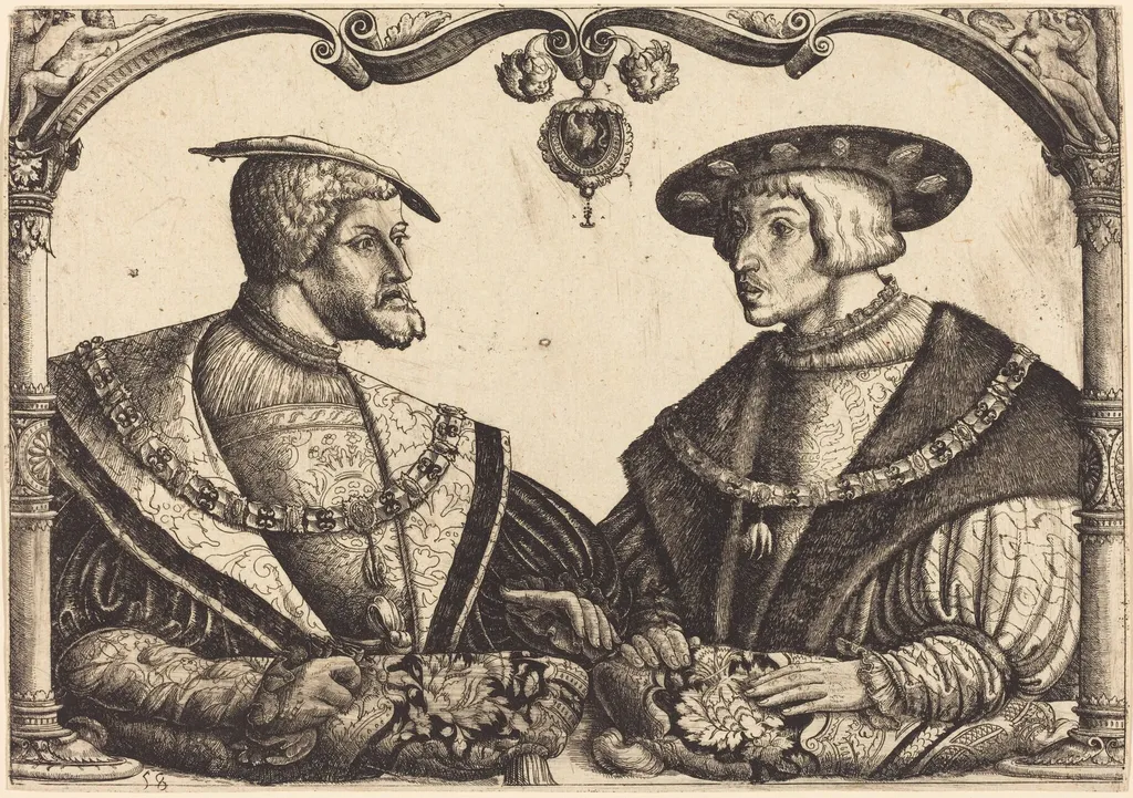Emperors Charles V and Ferdinand I, by Christoph Bockstorfer, ink, 1531