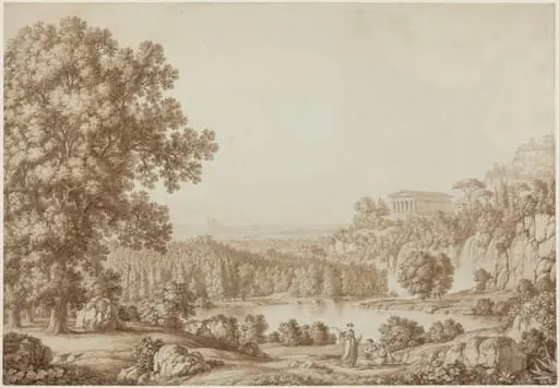 Arcadian Landscape with a Doric Temple, by Christoph Heinrich Kniep