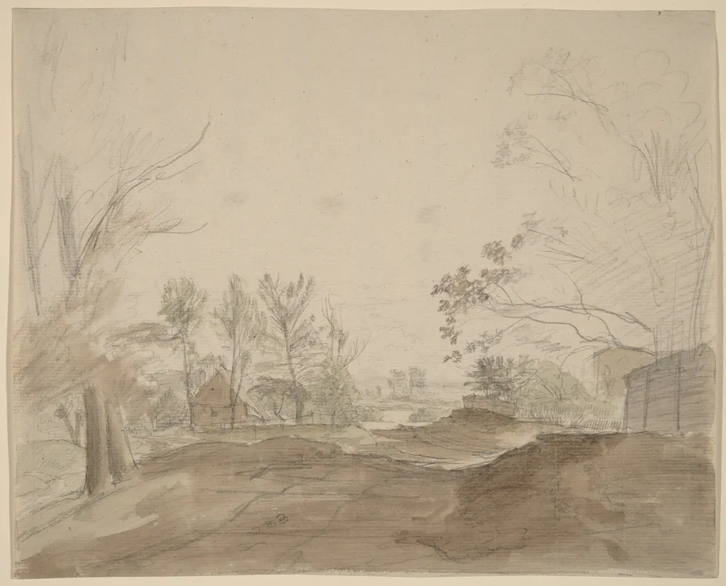 A Road through a Country Village, by Christoph Nathe, graphite, 1790
