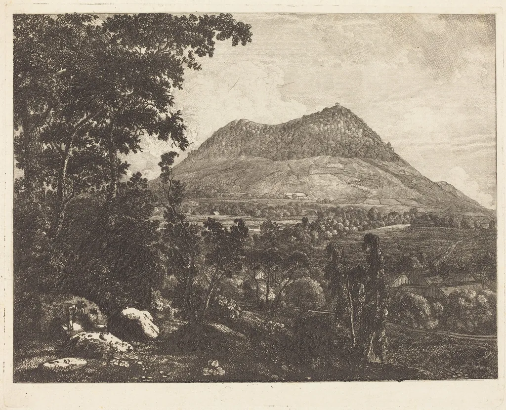 Landeskrone Mountain near Görlitz, by Christoph Nathe, ink, 1795