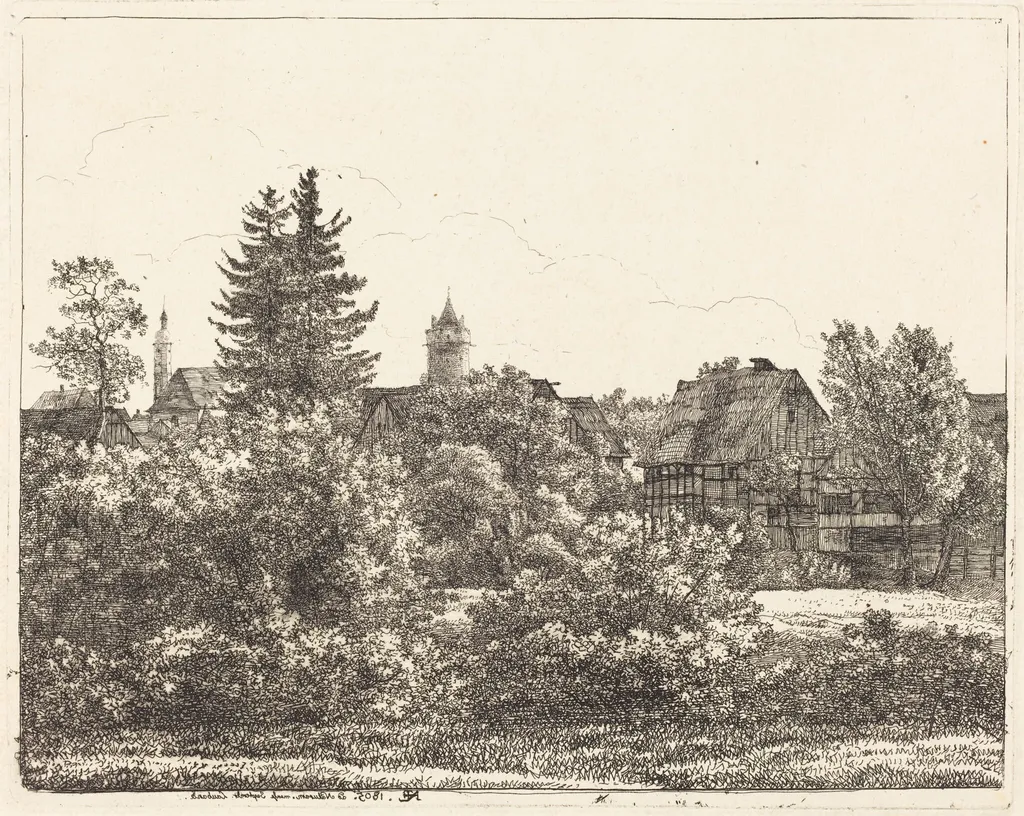 Lauban in Silesia, by Christoph Nathe, ink, 1805