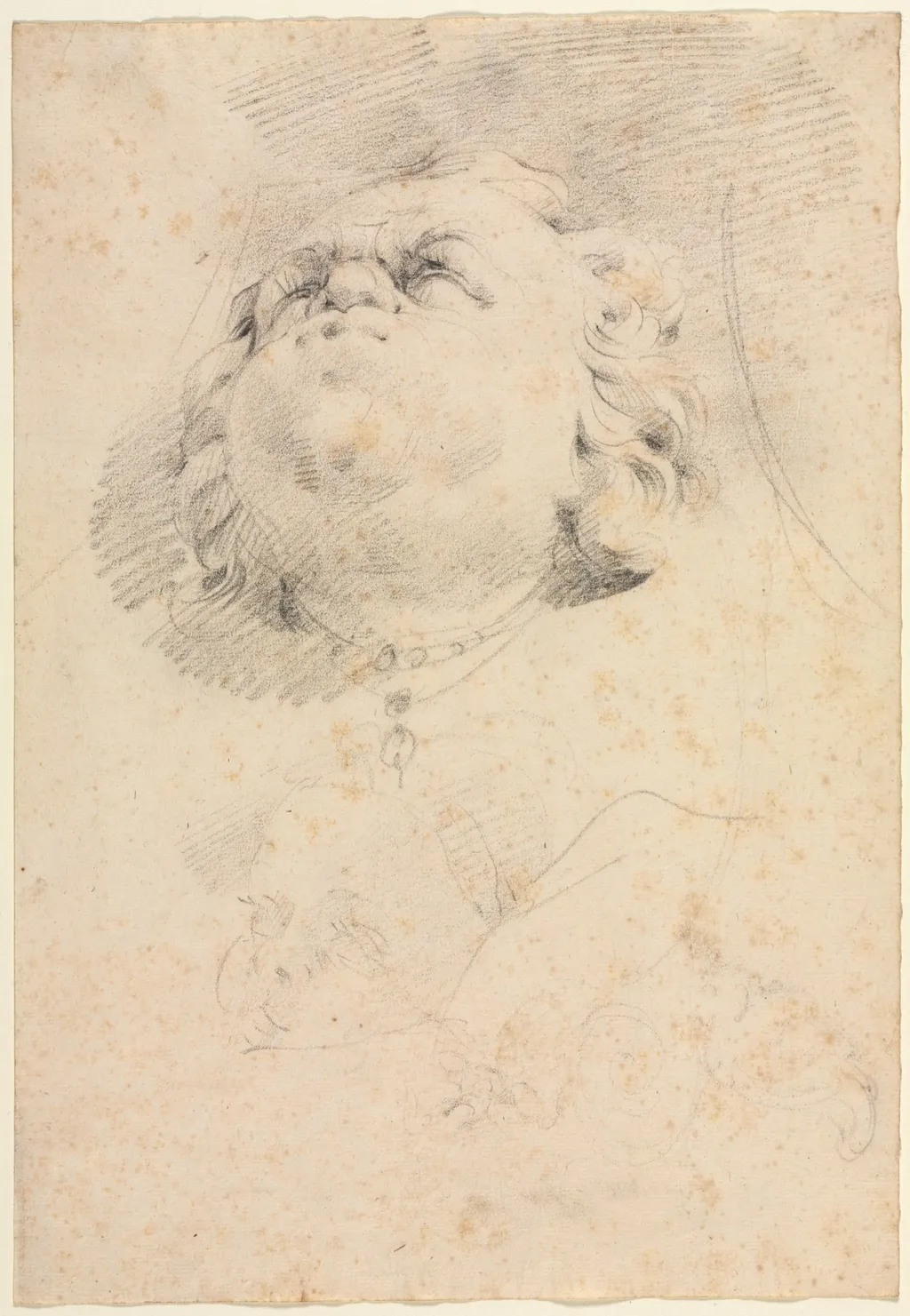 Sketch of a Heads after Giambologna's Neptune Fountain, by Christophe Veyrier, 1654