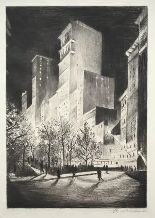 Three AM: A Corner by Madison Avenue (also known as 2 AM New York and Metropolis), by Christopher Nevinson