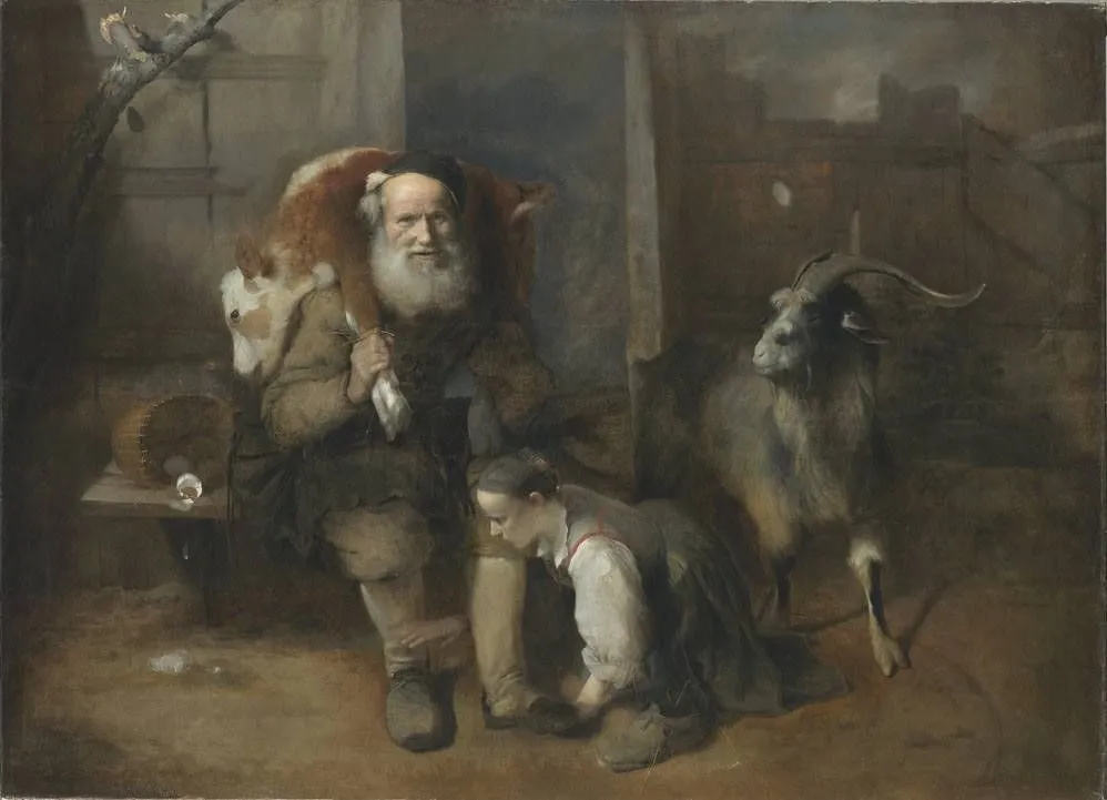 Peasant returning from the market, by Christopher Paudiß, oil, 1645