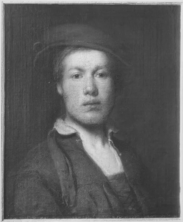 Portrait of a young man with hat, by Christopher Paudiß, oil, 1645