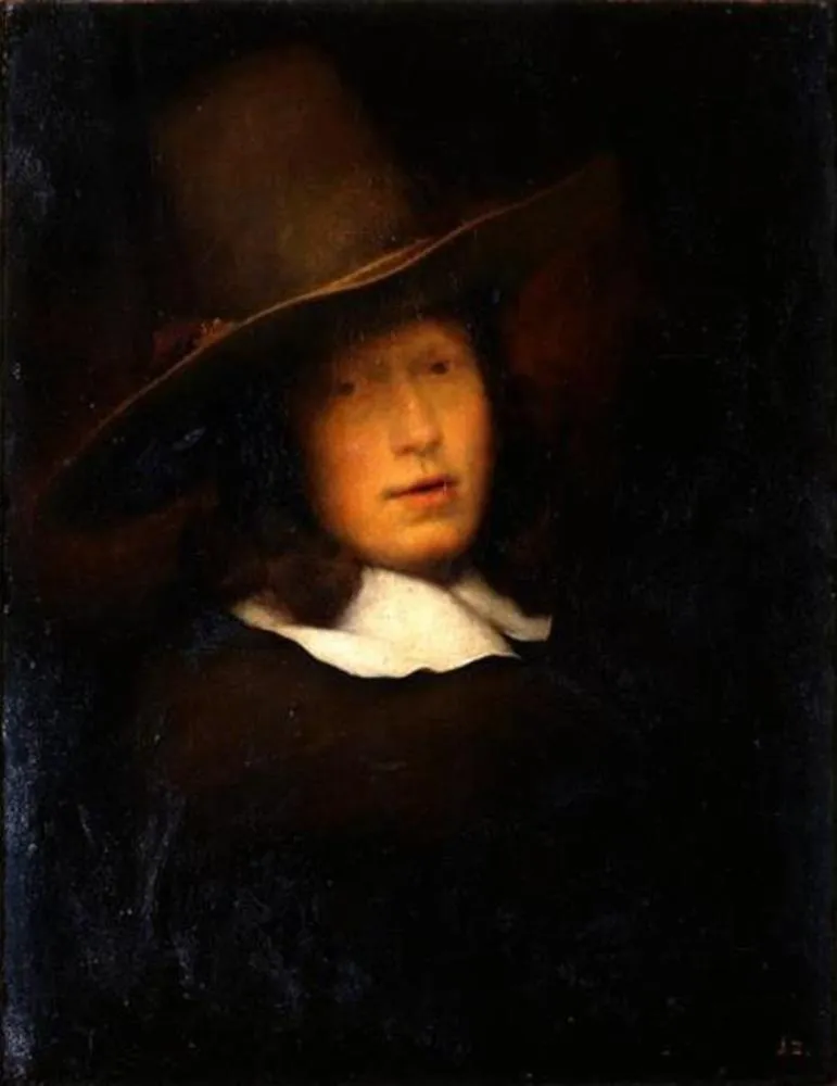 Self-portrait with a grey hat, by Christopher Paudiß, oil, 1659