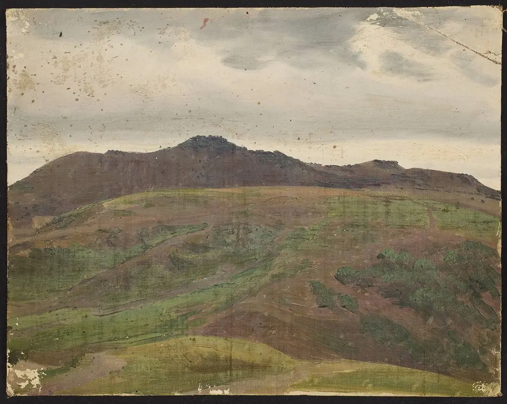 Landscape with a meadow and a range of hills, sketch, by Chrystian Breslauer