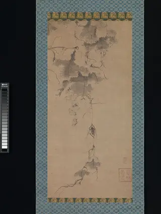 墨林愚庵筆  葡萄蝉図|Cicada on a Grapevine