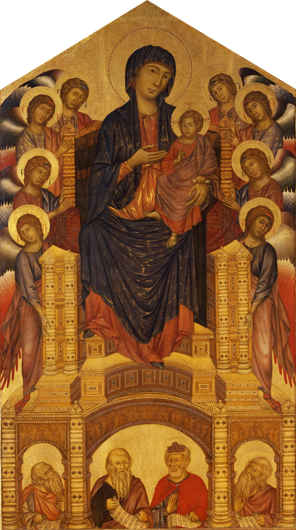 Madonna and Child Enthroned with Angels and Prophets. ˋSanta Trinità Maestà´, by Cimabue, tempera, 1296