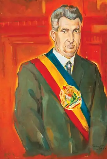 Tablou, ulei pe pânză, Nicolae Ceaușescu, semnat C.Radovan și datat 1974 în partea dreaptă jos. Nicolae Ceaușescu este prezentat într-o atitudine mirat deranjată. Tablou oferit cadou lui Nicolae Ceaușescu de către autor, Ciprian Radovan, București., by Ciprian Radovan