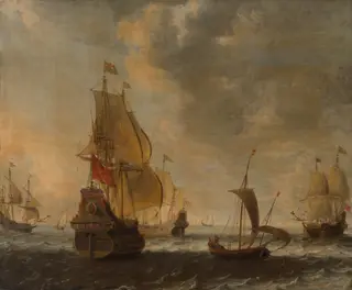 Dutch Ships in a Lively Breeze, by Circle of Jacob Adriaensz Bellevois