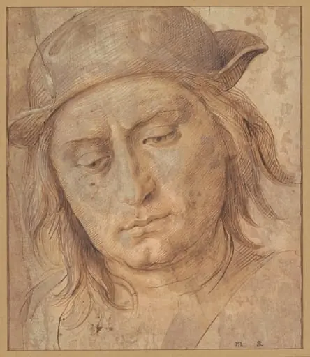 Head of a Man Wearing a Cap, by Circle of the Master of Santo Spirito
