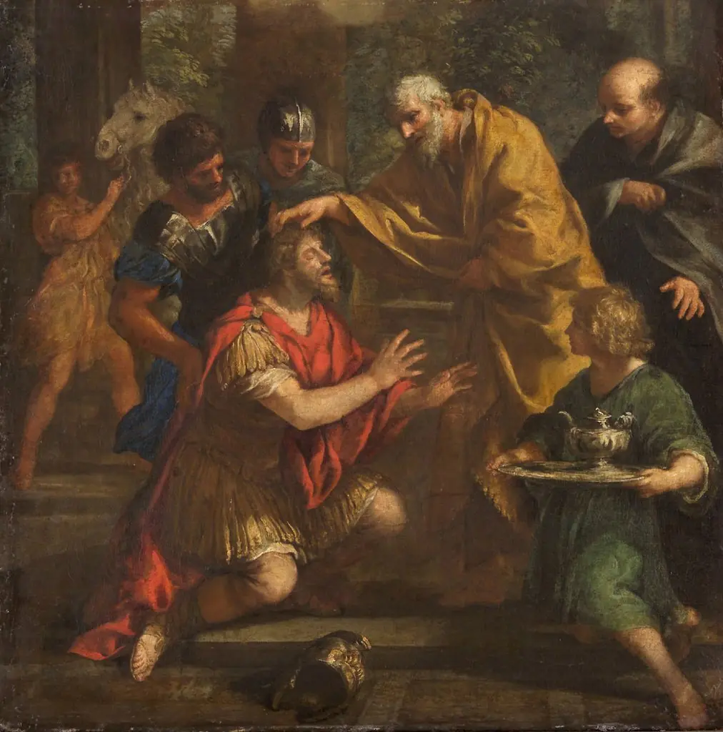 Ananias of Damascus lays his hand on Saul