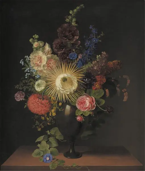 A Cactus Grandiflora and Other Flowers in a Porphyry Vase, by Cladius Detlev Fritzsch