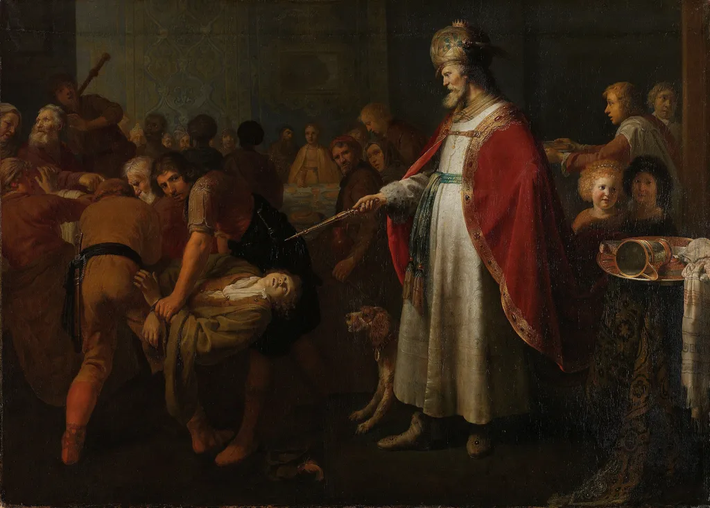 The parable of the unworthy wedding guest, by Claes Corneliszoon Moeyaert, oil, 1639