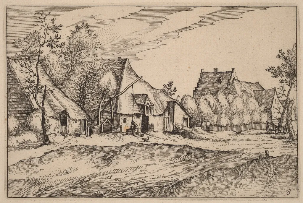 Farms in a Village, by Claes Jansz Visscher, ink, 1612