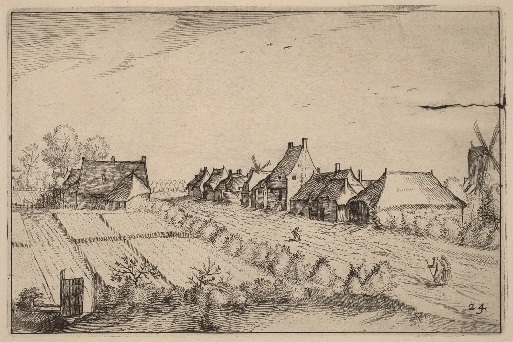 Fields and a Road, by Claes Jansz Visscher, ink, 1612