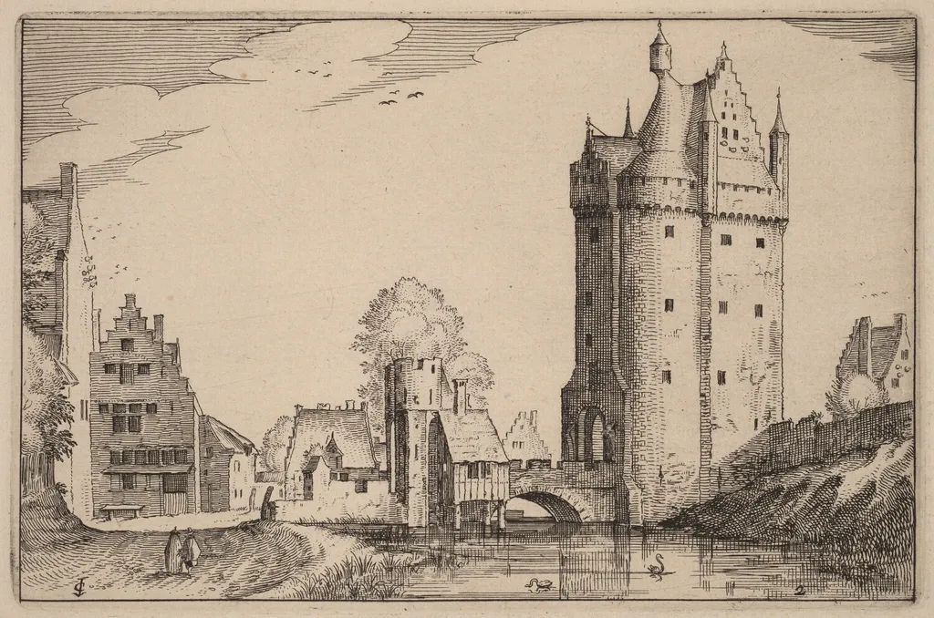 Town Gate, by Claes Jansz Visscher, ink, 1612