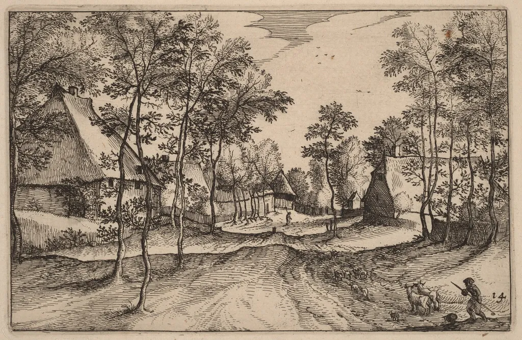 Village Road, by Claes Jansz Visscher, ink, 1612