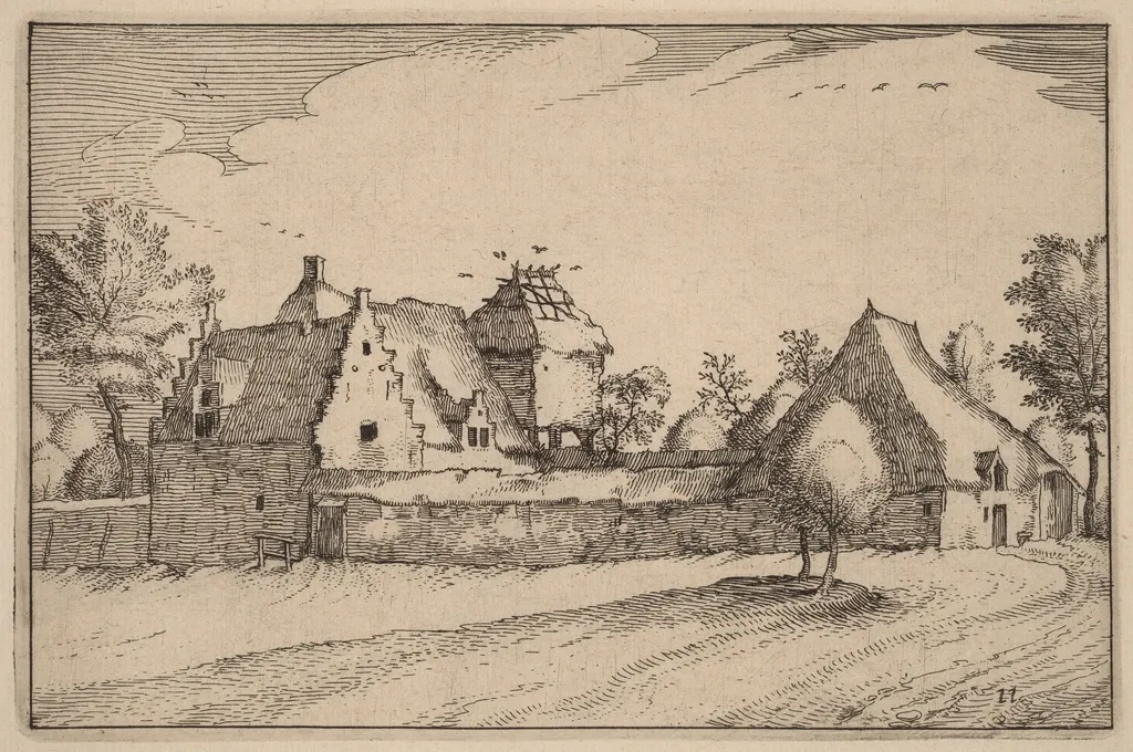 Walled Farm, by Claes Jansz Visscher, ink, 1612