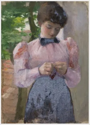 Portrait of a Girl in a Pink Blouse, by Clare Marsh, oil, 1909