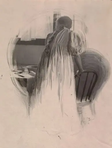 Unpublished illustration [Julia Hall McCune] for Clara Morris, "Beneath the Wrinkle", by Clarence H. White