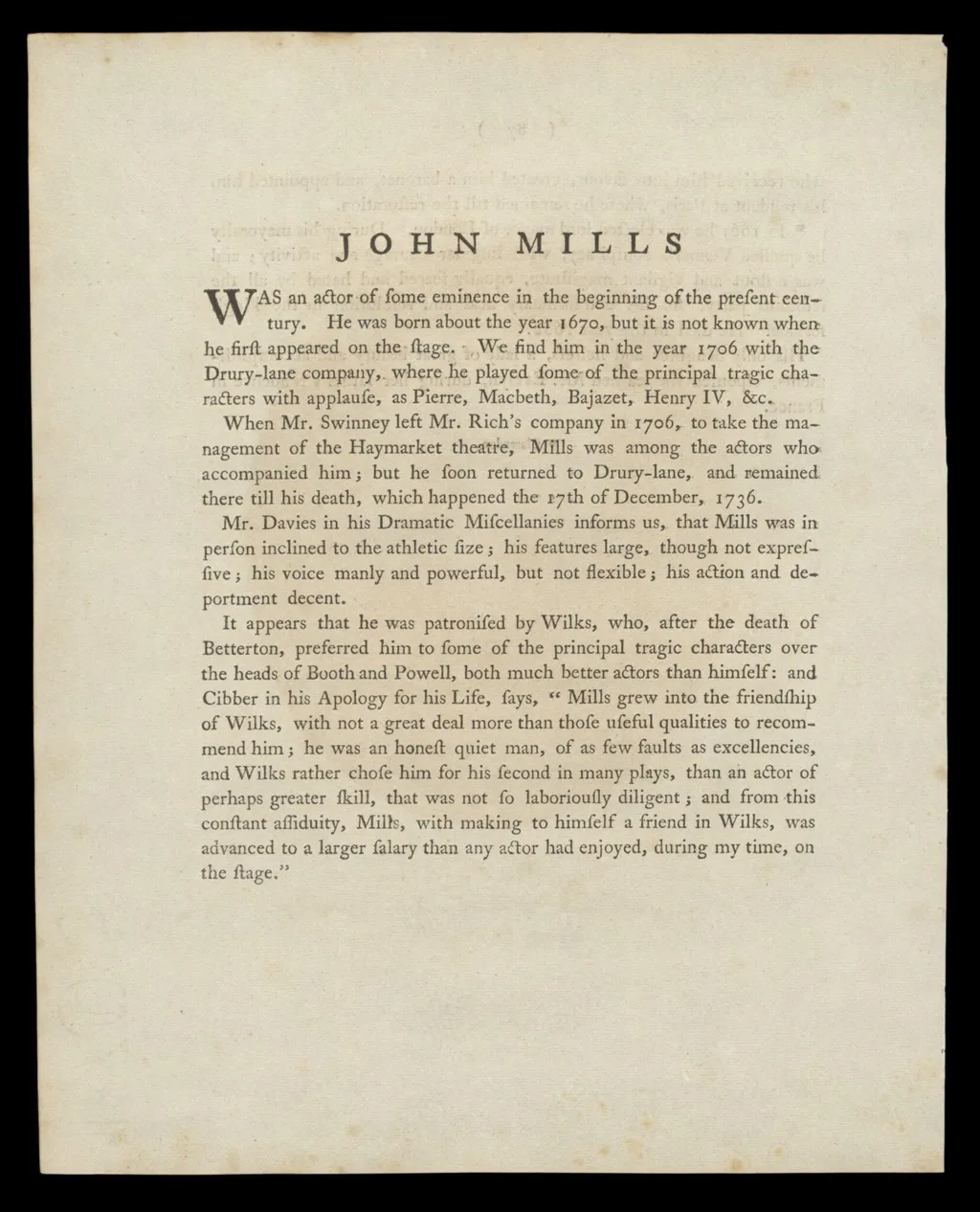 H Beard Print Collection, by Clarendon, 1750