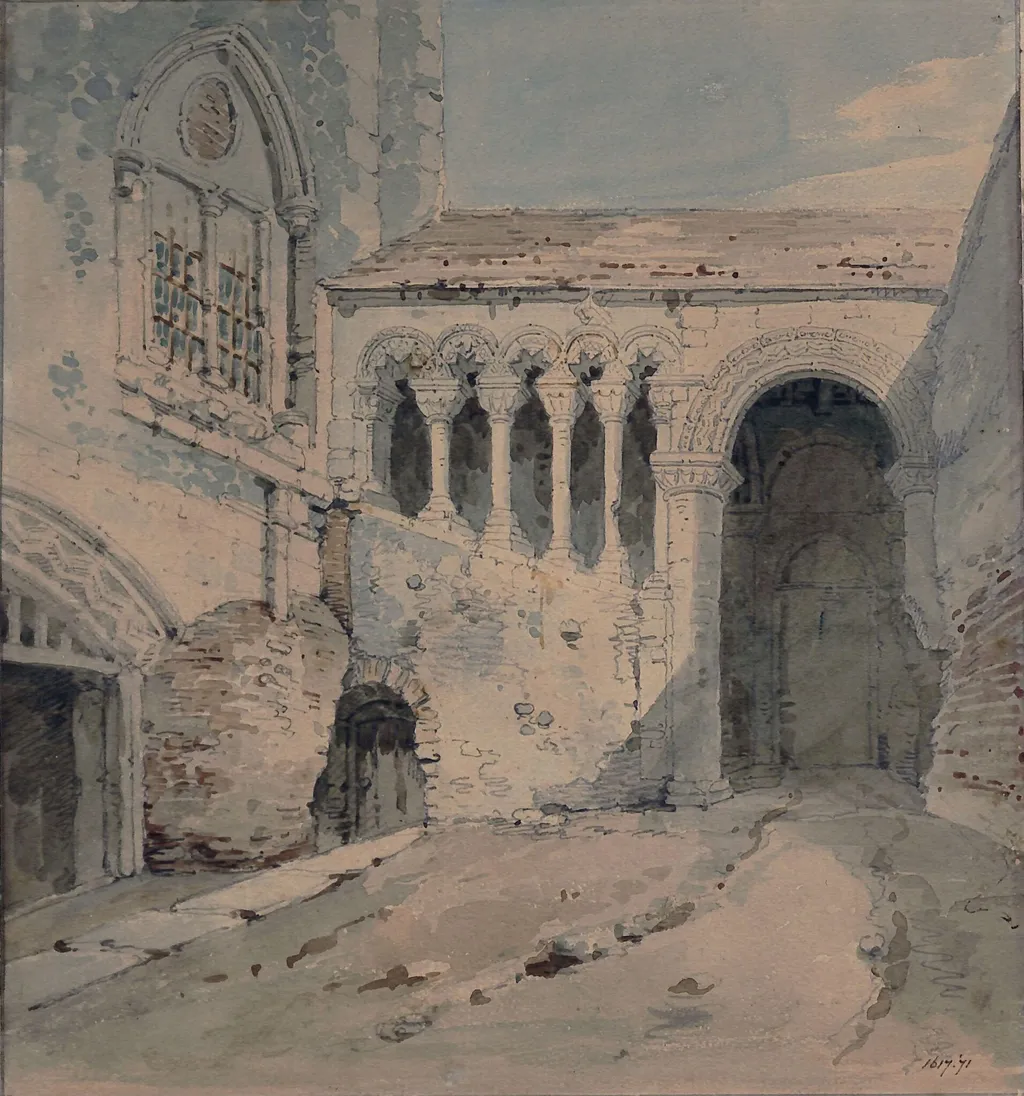 The Square at Canterbury, by Clarendon, watercolor, 1805