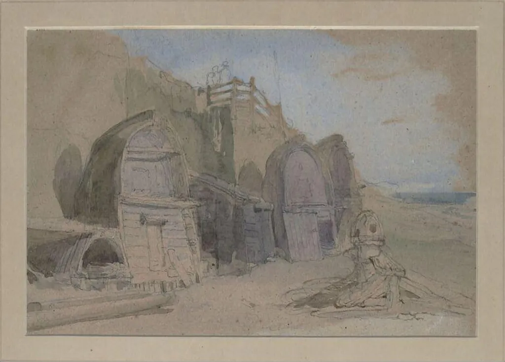 On the Beach, Brighton, by Clarkson Frederick Stanfield, watercolor, 1820