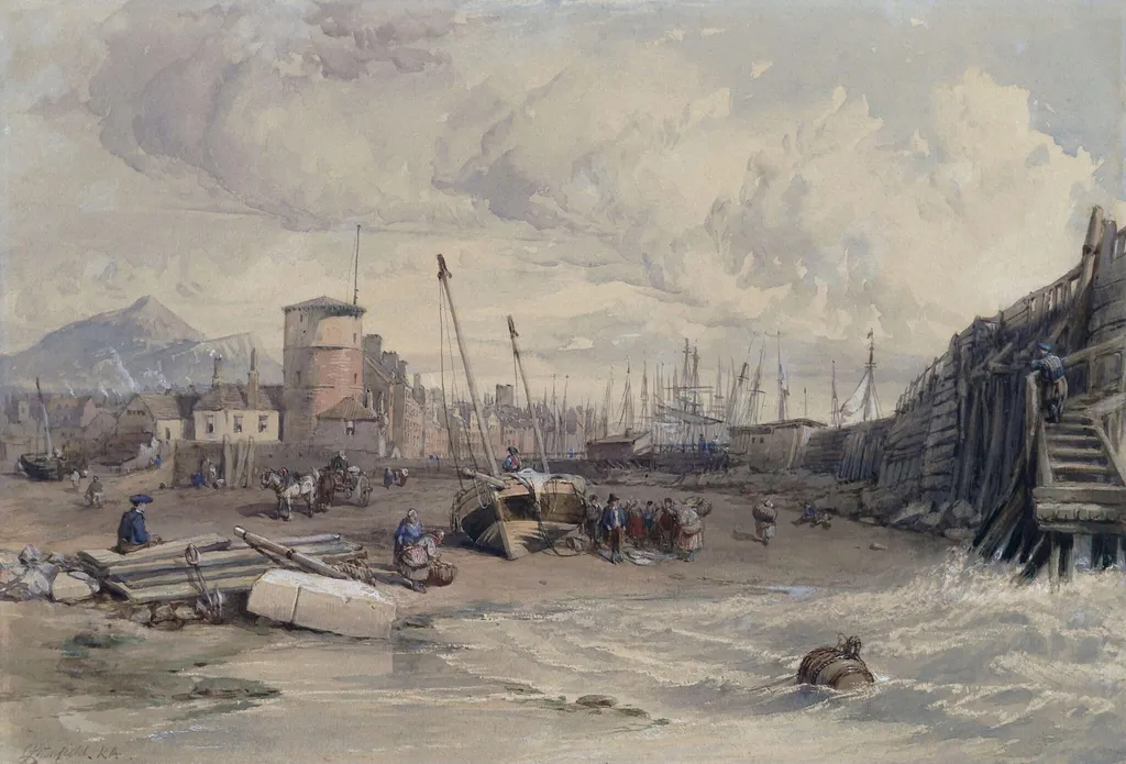 The Old Pier at Leith, by Clarkson RA Stanfield, watercolor, 1850