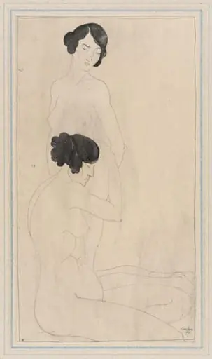 Drawing of two nude women, by Claud Lovat Fraser