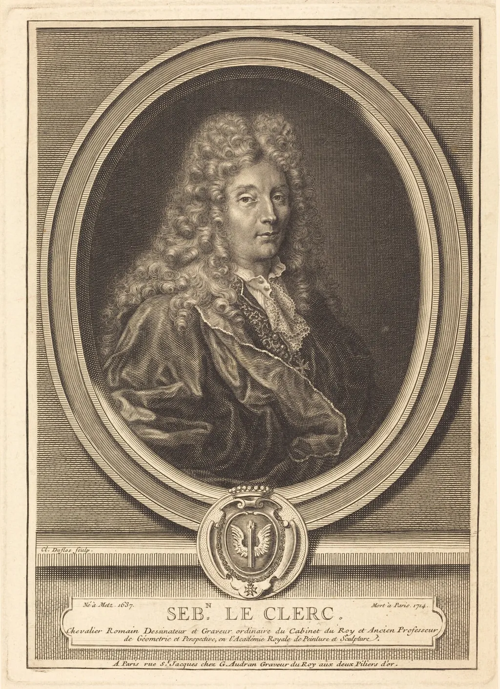 Sebastian Le Clerc, by Claude Duflos, ink, 1714