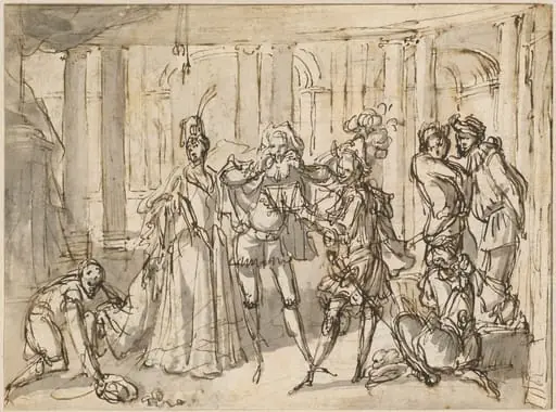A Performance by the Commedia dell'Arte, by Claude Gillot