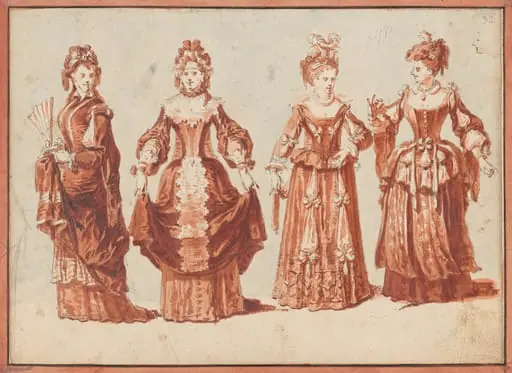 Four Actresses in Theatrical Costume, by Claude Gillot