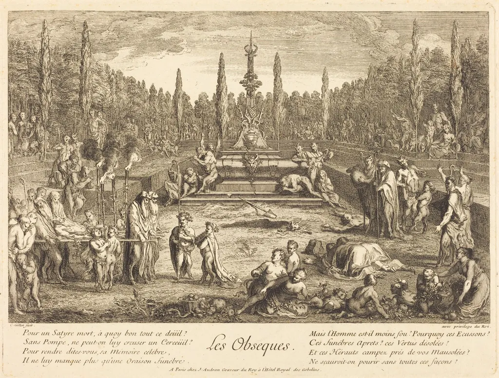 Les Obseques (The Funeral Rites), by Claude Gillot, ink, 1710